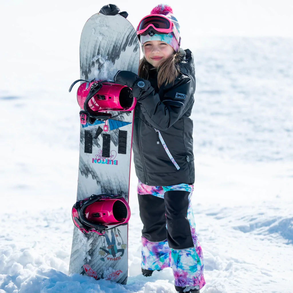 Two Piece Technical Snowsuit Black And Printed Tie Dye - Deux Par Deux - Arkersport