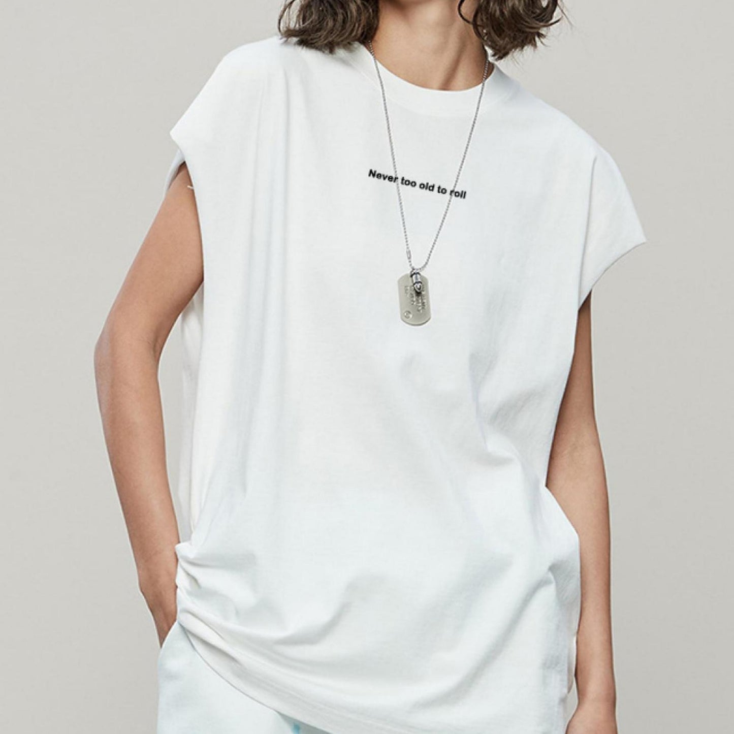 100% cotton skateboard top, never too old to roll, skate or die