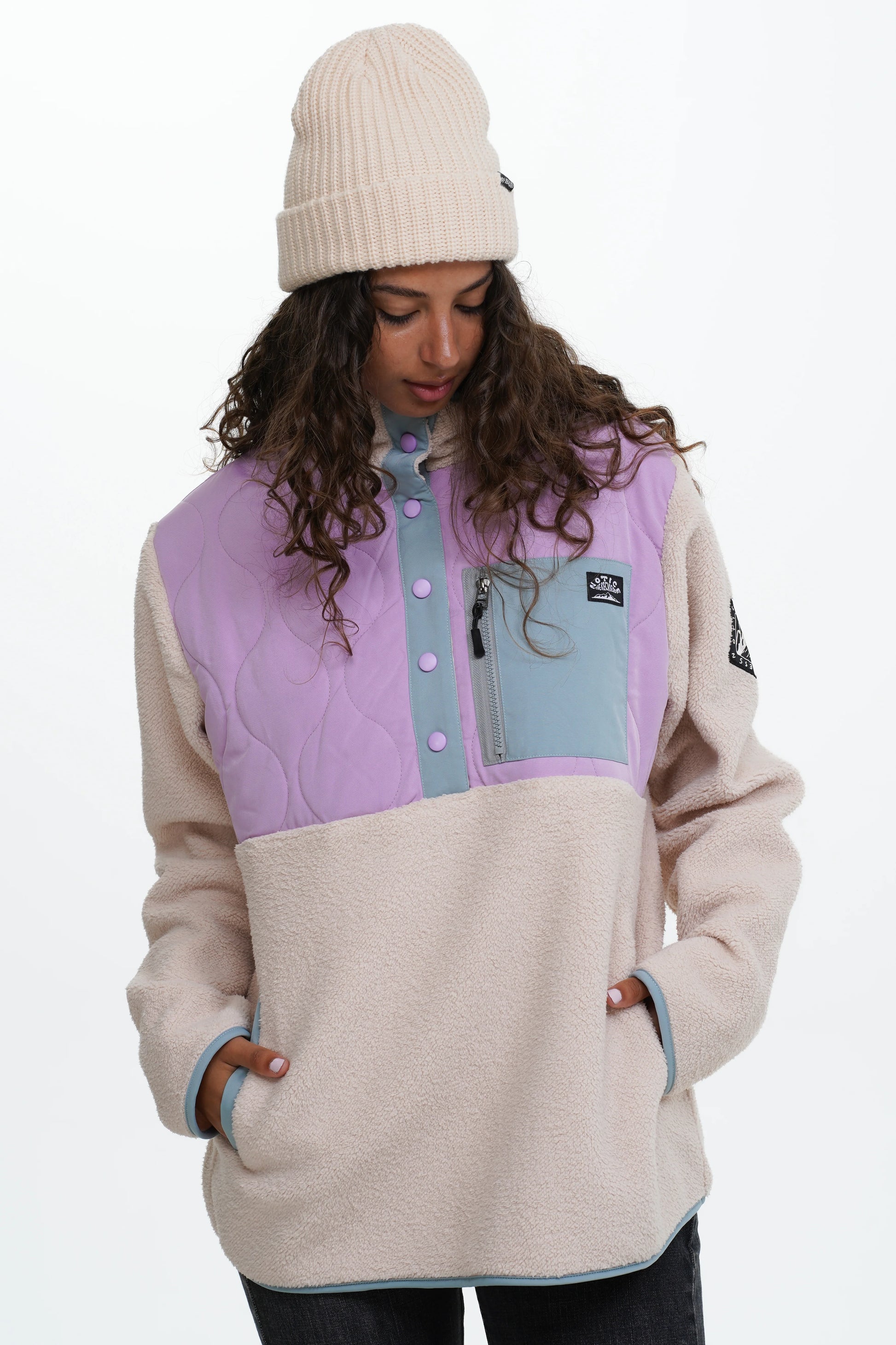 noticethereckless color blocking puple pull over arkersport