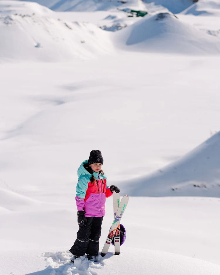 Two Piece Kids Ski Snowsuit Aqua Cora Colorblock Pant- Deux Par Deux - Arkersport
