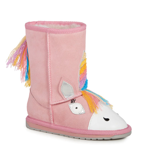 Kids Magical Unicorn Deluxe Wool Boot - Pink - EMU Australia