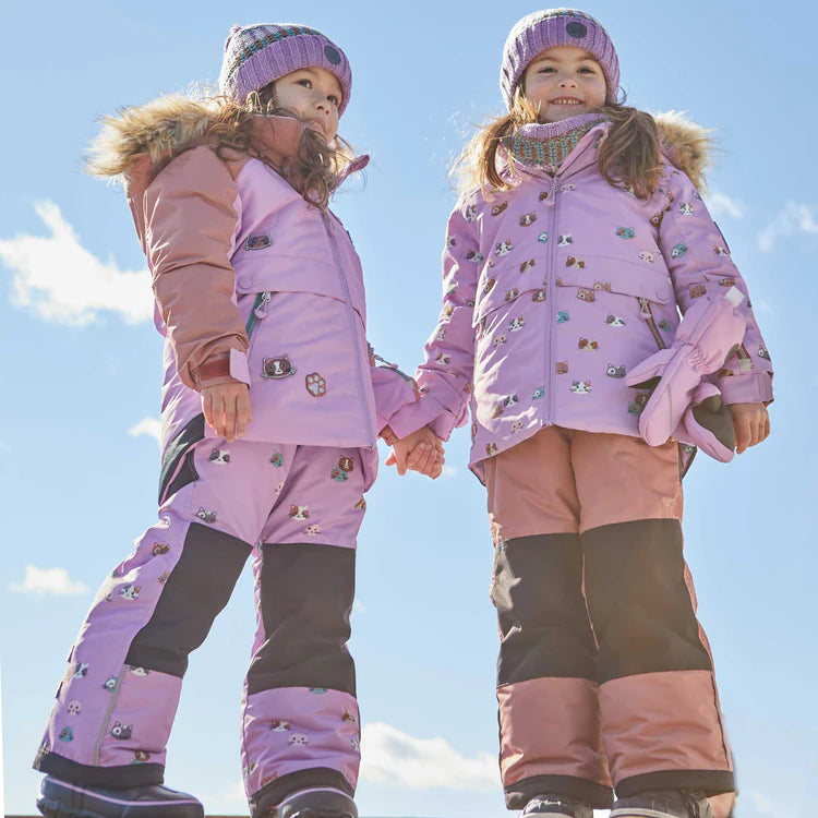Printed Little Cats Two Piece Snowsuit Purple And Rosy Brown - Deux Par Deux - Arkersport